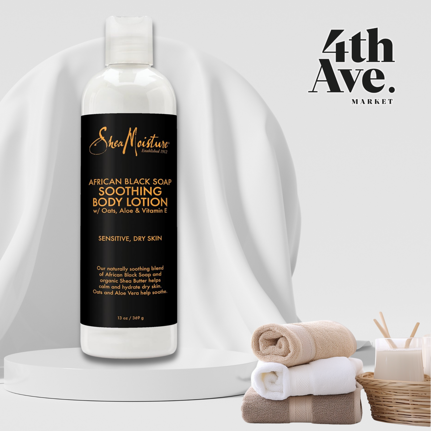 SheaMoisture African Black Soap Soothing Body Lotion with Shea Butter – 13 oz