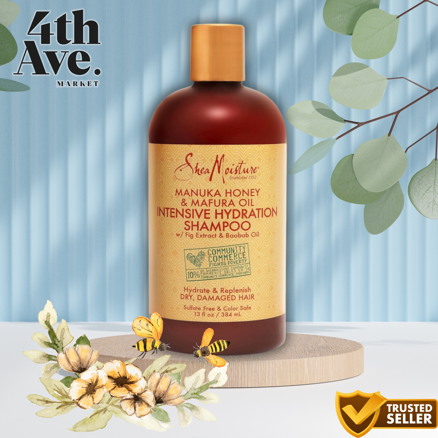 SheaMoisture Intensive Hydration Shampoo with Manuka Honey & Mafura Oil, 13 oz