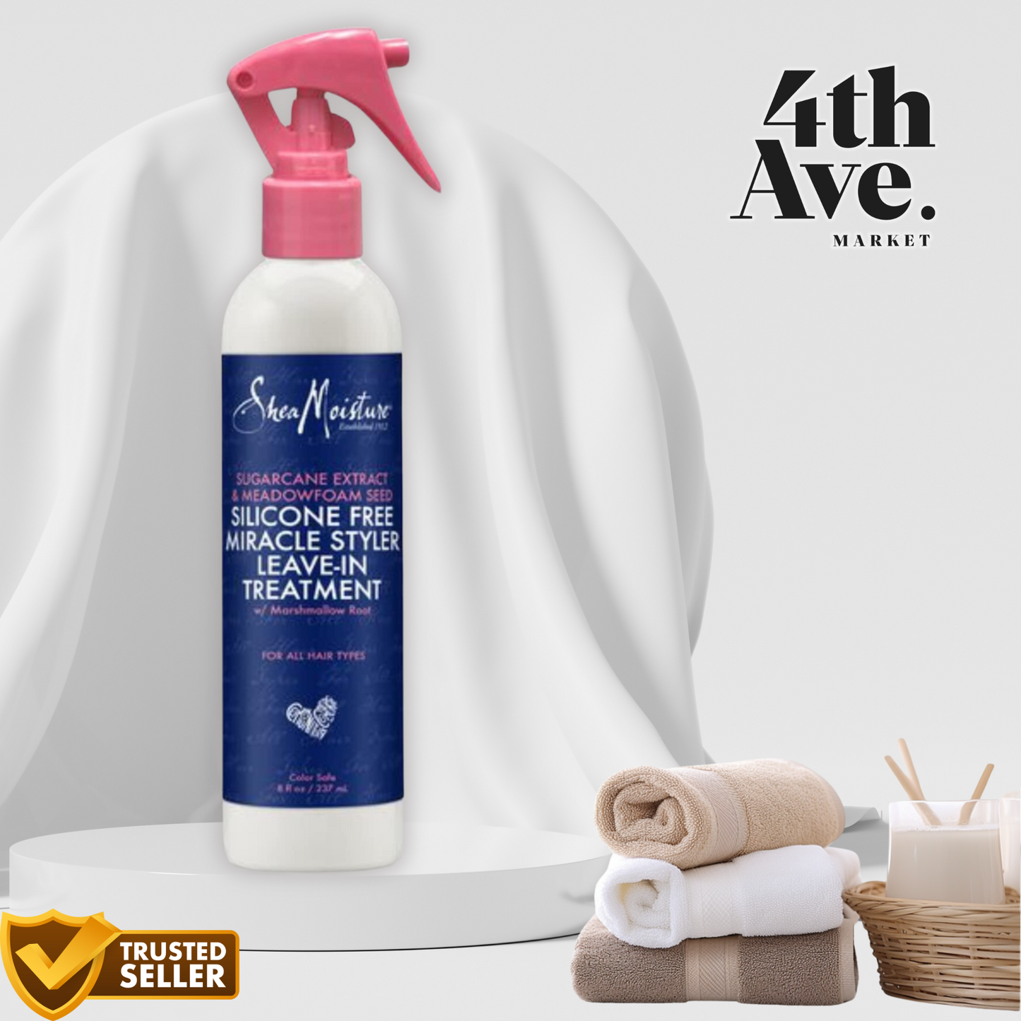 SheaMoisture Silicone-Free Miracle Styler Leave-In Conditioner Spray with Sugarcane Extract and Meadowfoam Seed, 8 oz