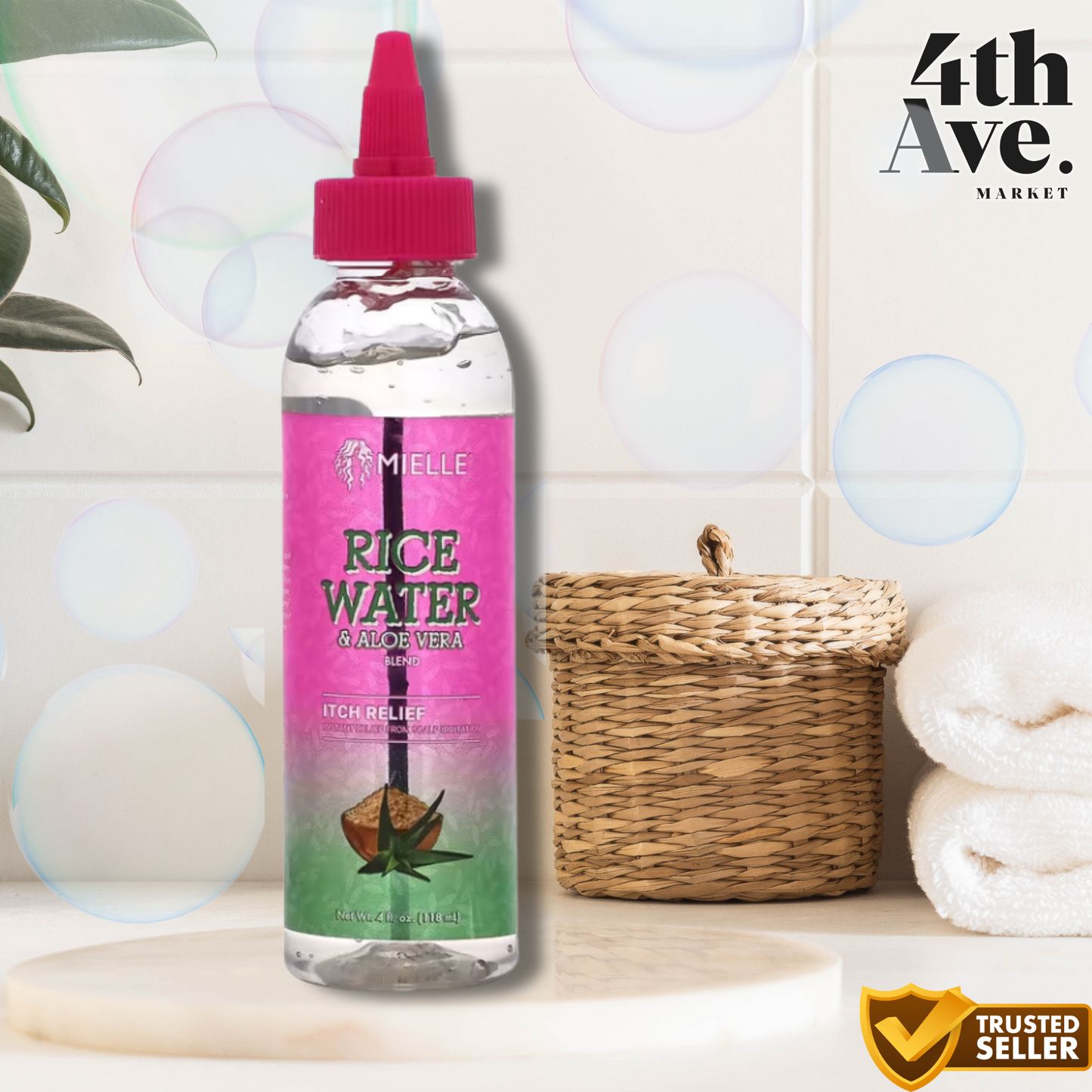 Mielle Rice Water & Aloe Scalp Itch Relief Gel – Soothing & Moisturizing (4 oz)