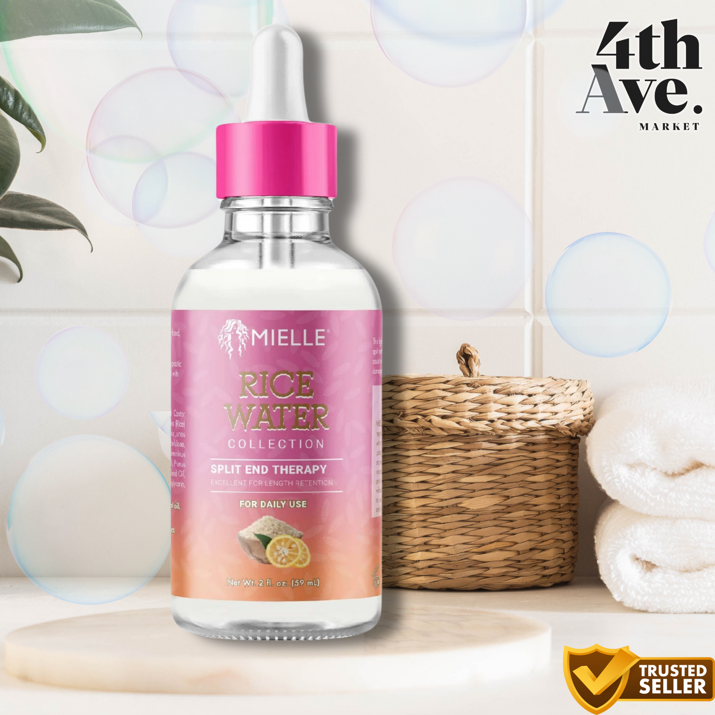 Mielle Organics Rice Water Split End Therapy Drops – Strengthen & Retain Length (2 oz)