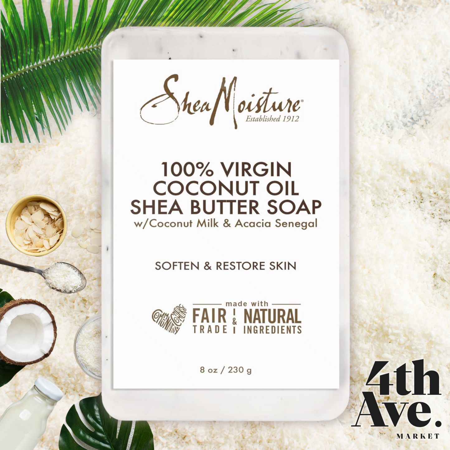 SheaMoisture 100% Virgin Coconut Oil Shea Butter Soap, 8 oz