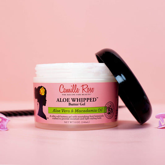 Camille Rose Aloe Whipped Butter Hair Styling Gel - Nourishing Aloe Vera & Macadamia Oil for Moisture & Light Hold, 8 oz