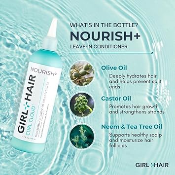 Girl+Hair Natural Hair Products, Nourish Plus Leave In Conditioner 10.1 Oz