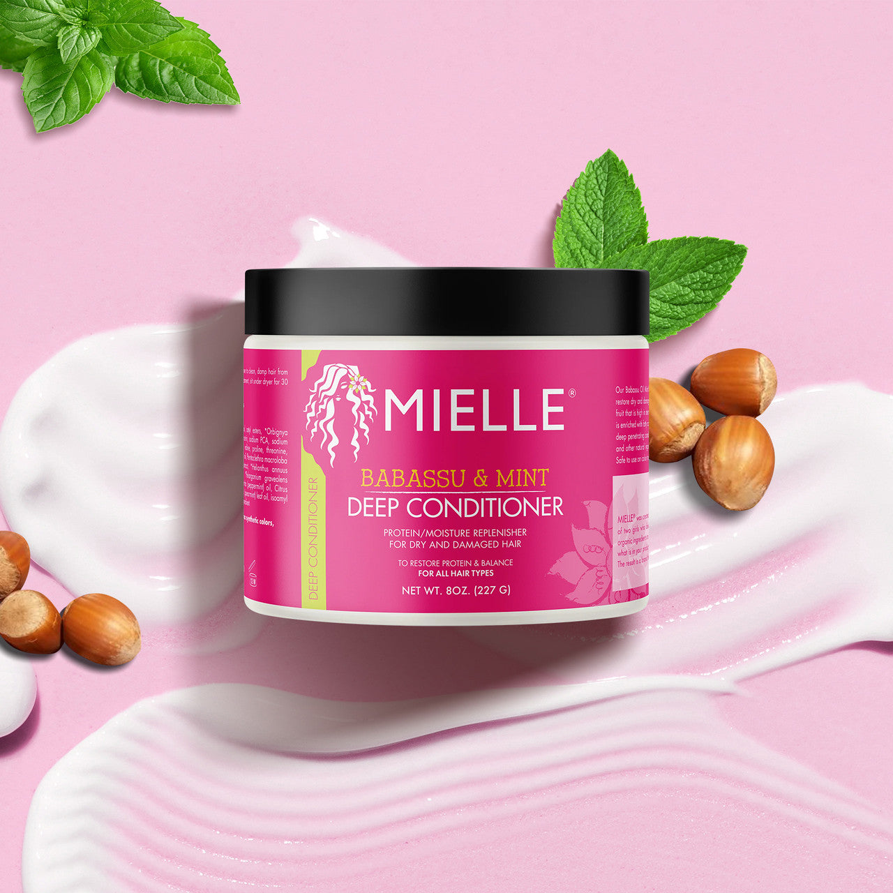 Mielle Babassu & Mint Deep Conditioner, Hydrating Treatment for Dry, Damaged Hair, 8 oz