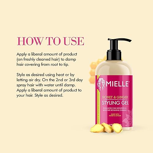 Mielle Honey & Ginger Styling Gel, Curl Defining & Moisturizing, 13 oz