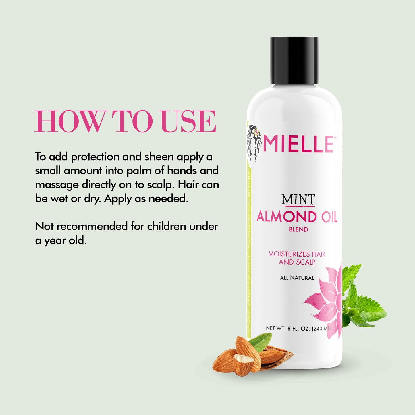 Mielle Organics Mint Almond Oil – Nourish & Strengthen Hair & Scalp (8 oz)
