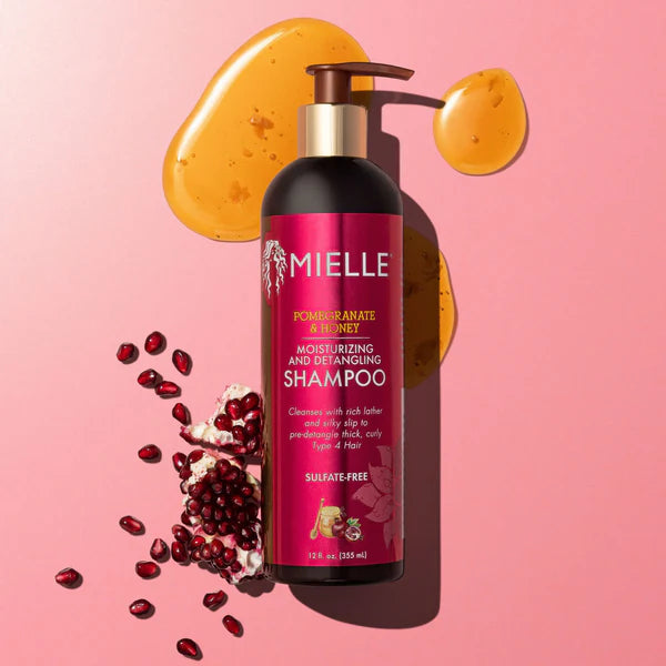 Mielle Organics Pomegranate & Honey Moisturizing Detangling Shampoo, 12oz – Hydrating Cleanser for Type 4 Hair