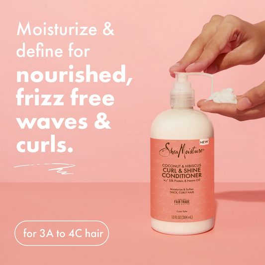 SheaMoisture Curl & Shine Conditioner, Coconut & Hibiscus – 13 fl oz