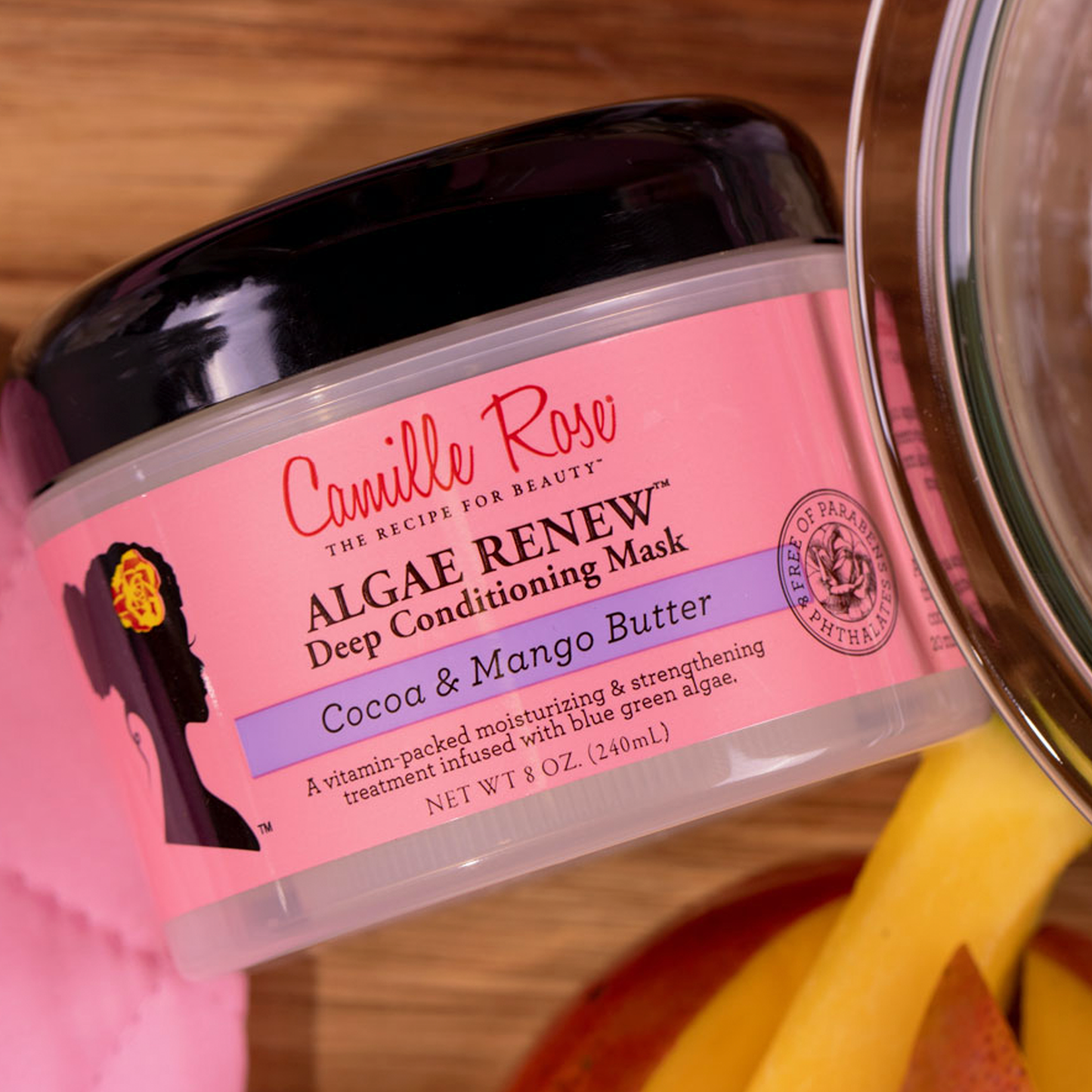 Camille Rose Algae Renew Deep Conditioning Hair Mask with Blue Green Algae, Mango Butter & Peppermint, for Strengthening & Moisturizing, 8 oz