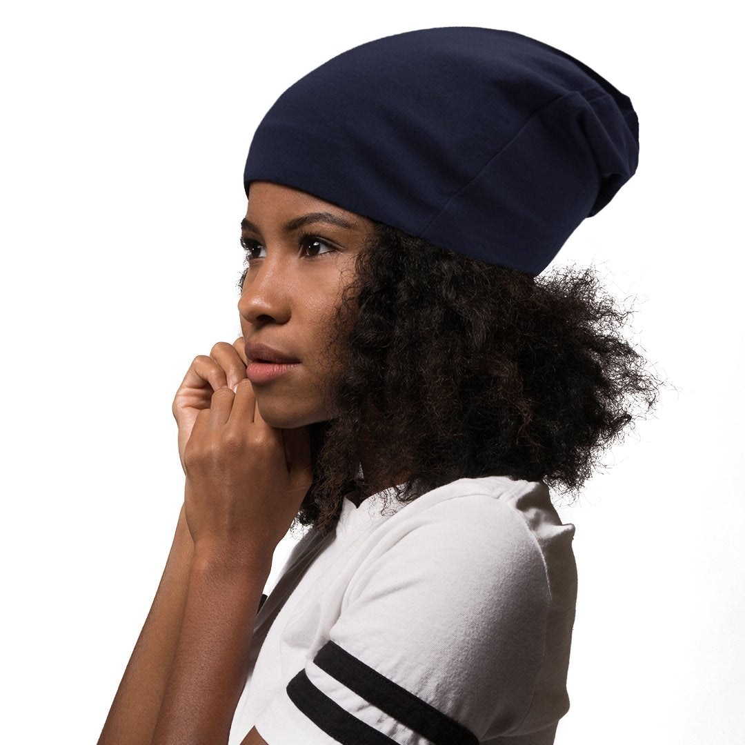 4th Ave Market: ADAMA Satin Lined Jersey Beanie, Navy
