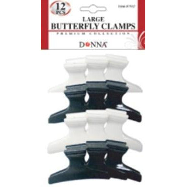 Donna Collection Butterfly Clamps – Large, Black & White (12 Count)