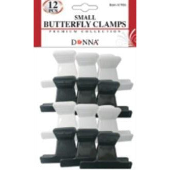 Donna Collection Butterfly Clamps – Small, Black & White (12 Count)