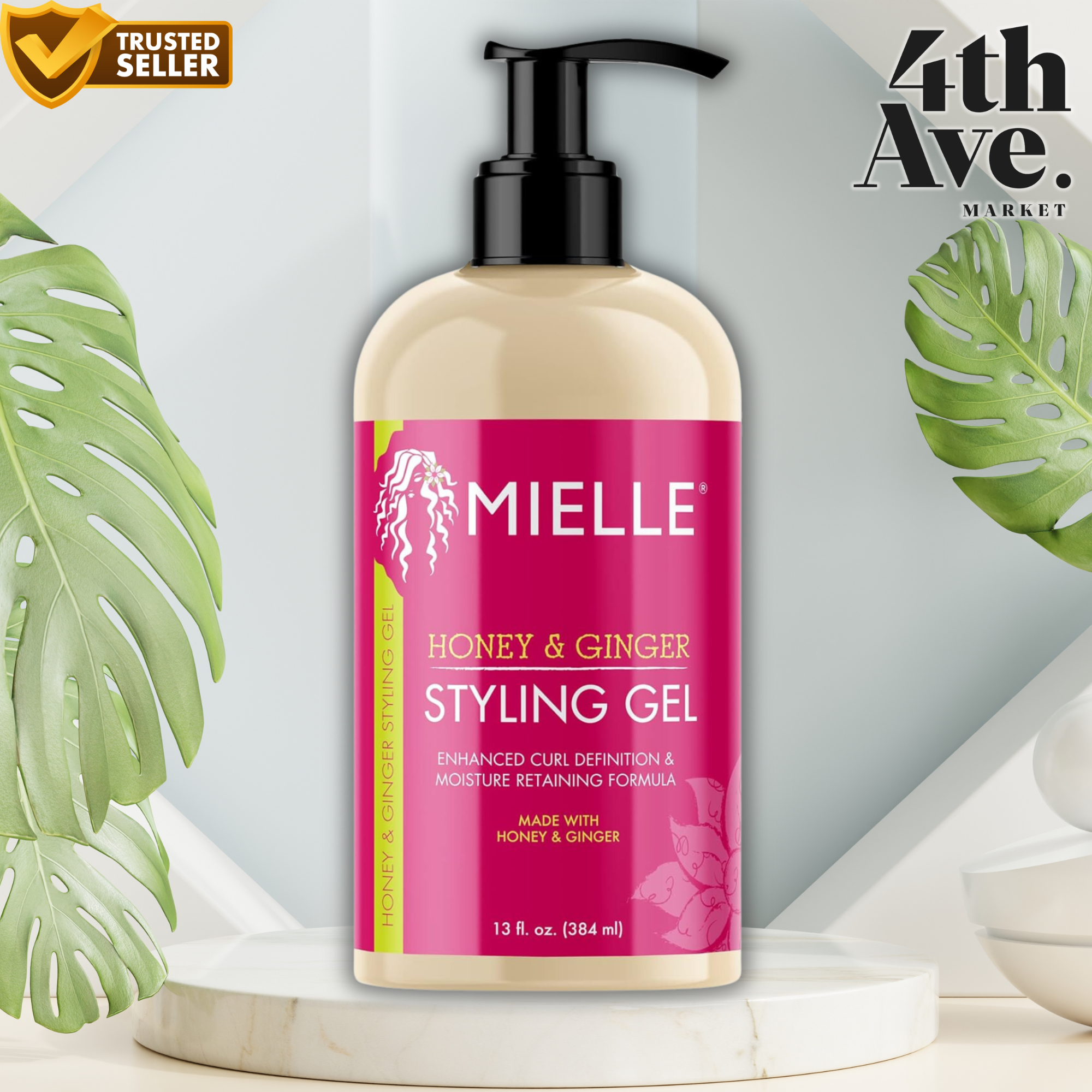 Mielle Honey & Ginger Styling Gel, Curl Defining & Moisturizing, 13 oz