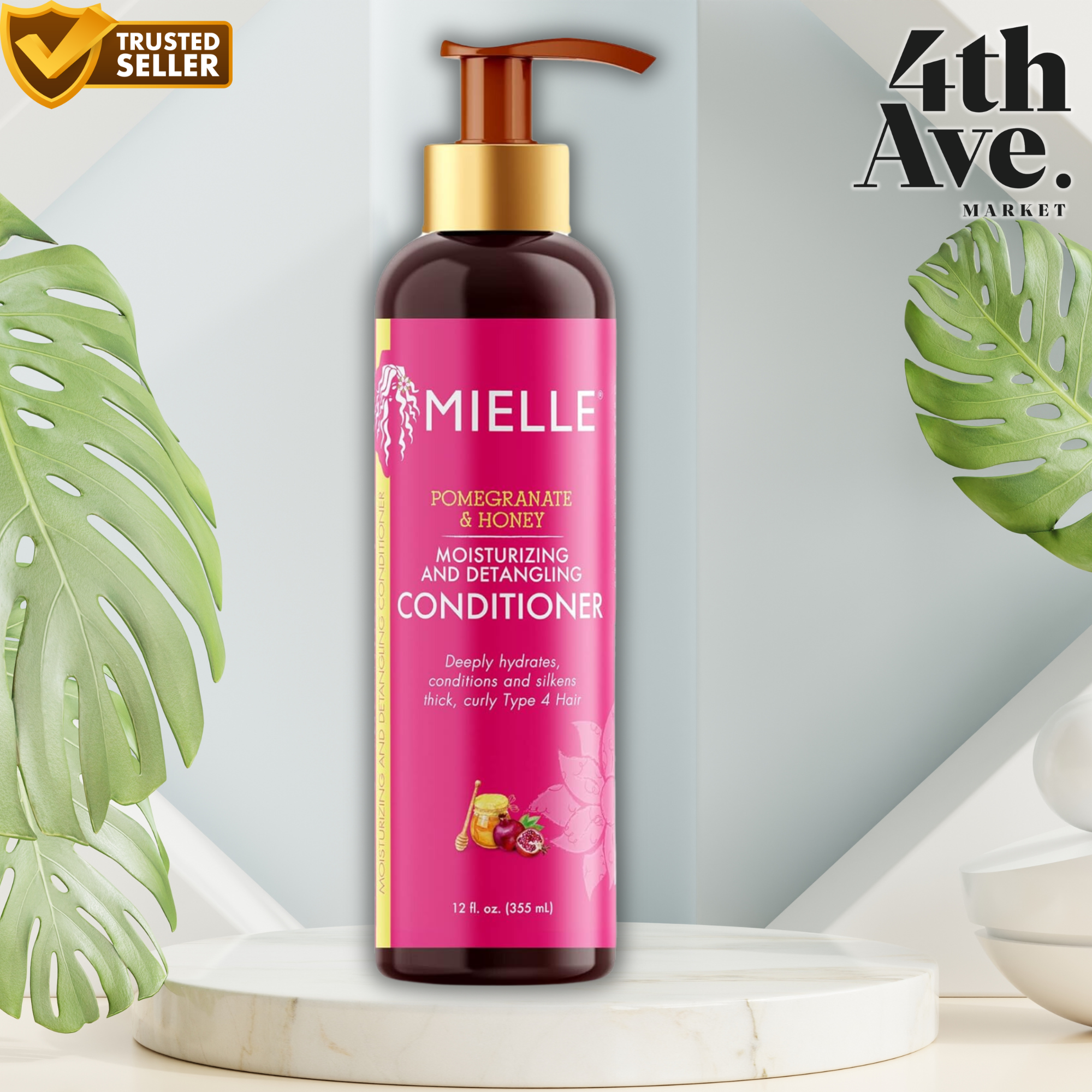 Mielle Organics Pomegranate & Honey Detangling Conditioner, 12 oz - Hydrates & Moisturizes Dry, Frizzy Hair