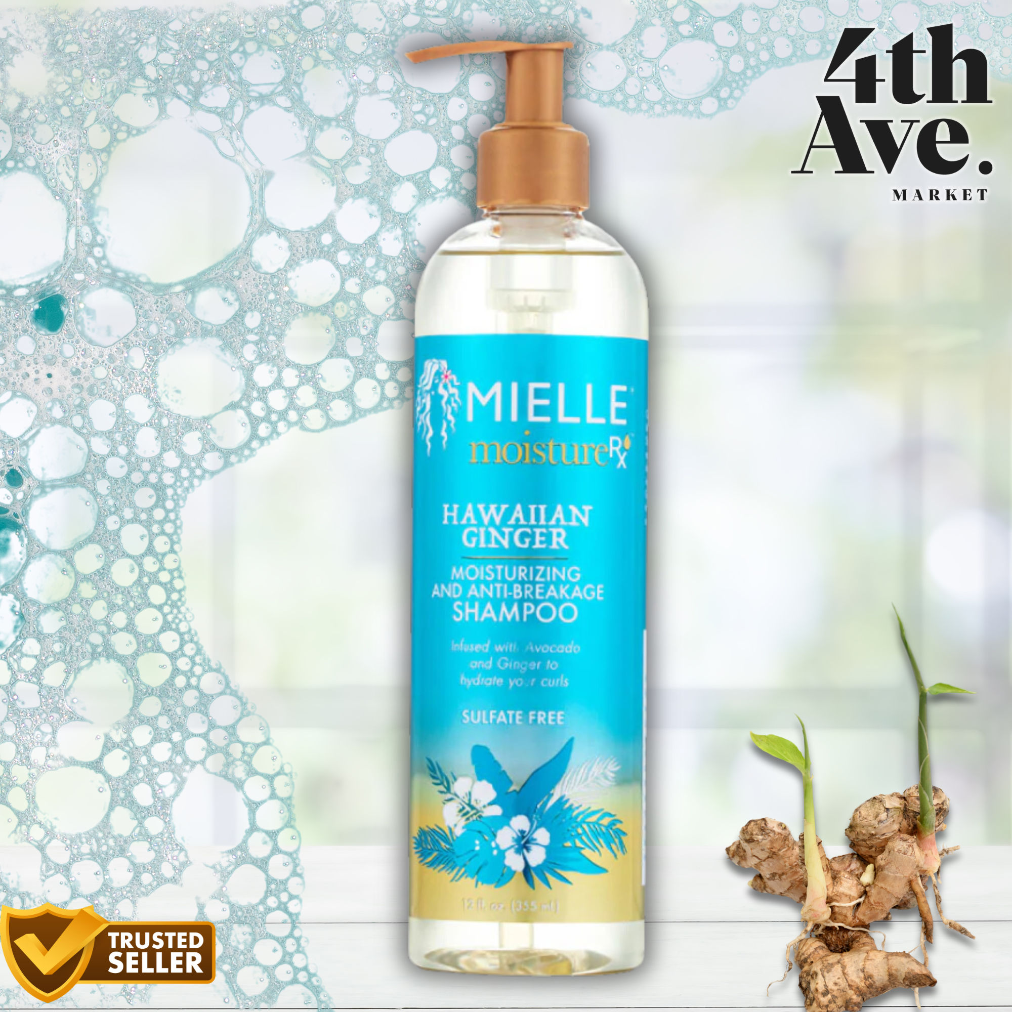 Mielle Hawaiian Ginger Moisturizing and Anti-breakage Shampoo - 12oz