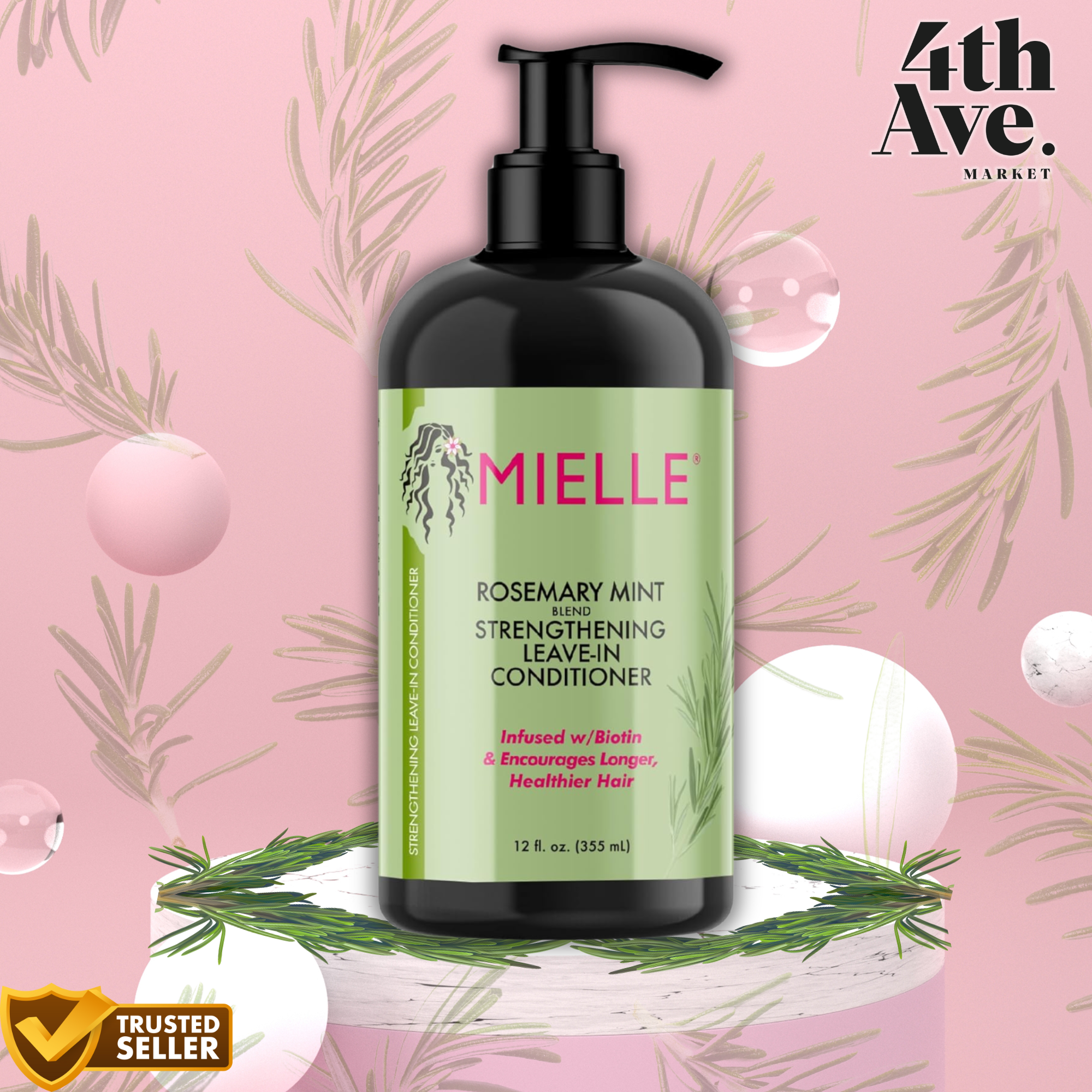 Mielle Organics Rosemary Mint Strengthening Leave-In Conditioner, 12 oz