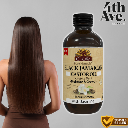 OKAY Black Castor Oil Original Dark with Jasmine – 4oz (118ml)
