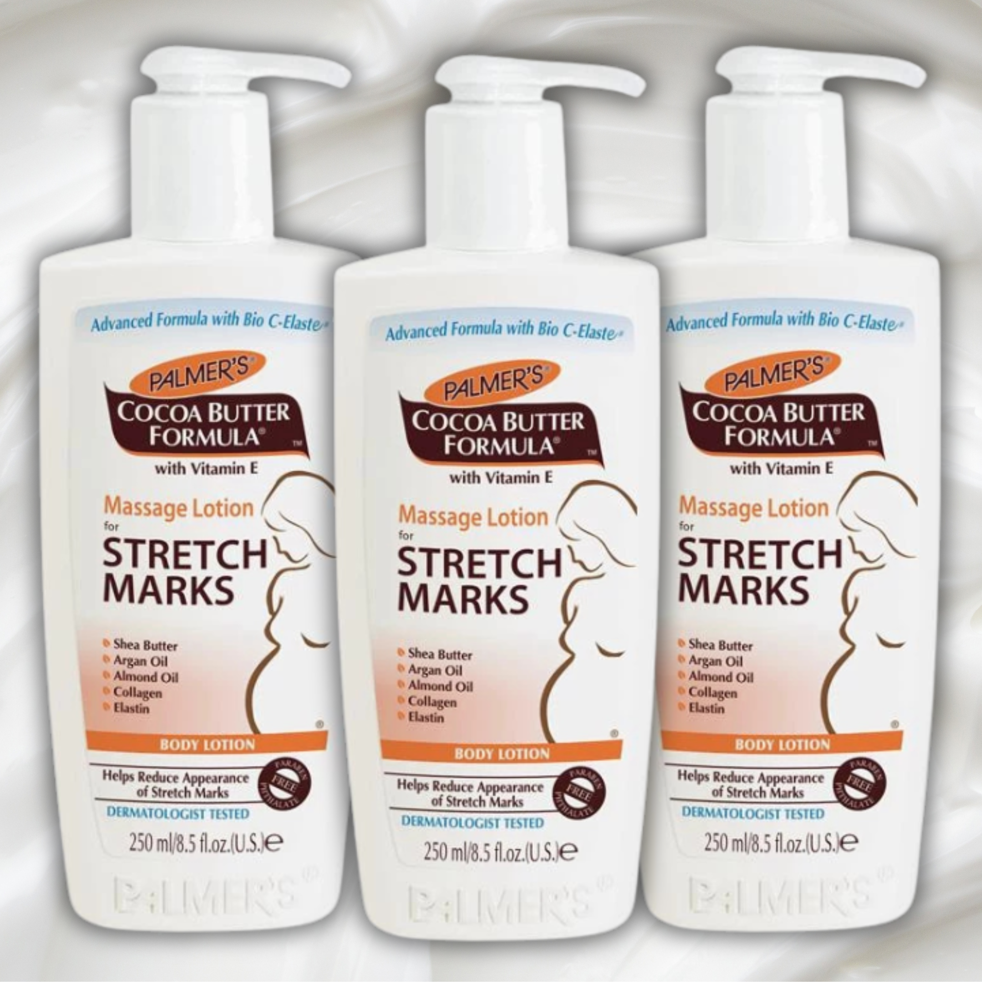 3-Pieces Palmer's Cocoa Butter Formula Massage Lotion For Stretch Marks And Pregnancy Skin Care, 8.5 Oz.