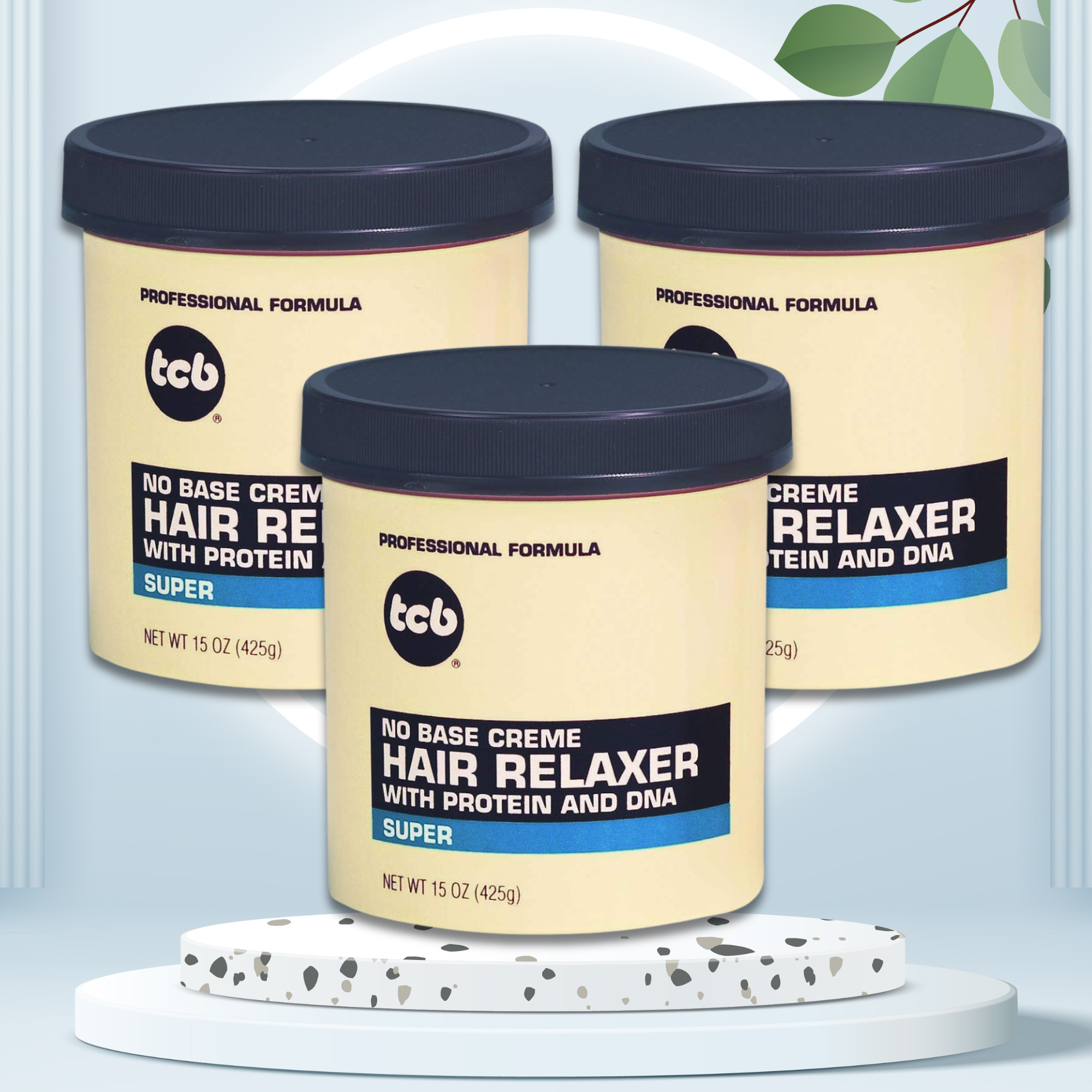 3pcs TCB Naturals Hair Relaxer No Base Creme 7.5 Oz