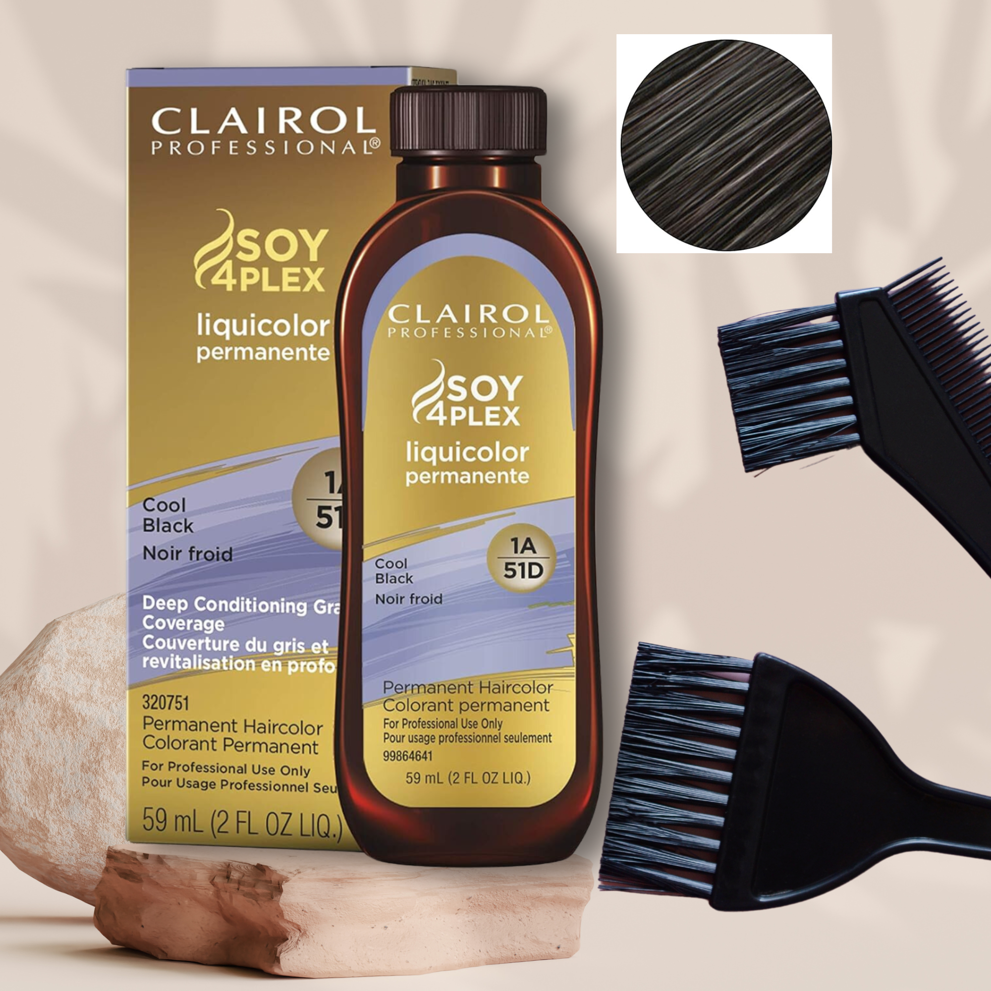 6-Pack Clairol Professional Liquicolor 1A/51D Cool Black, 2 oz