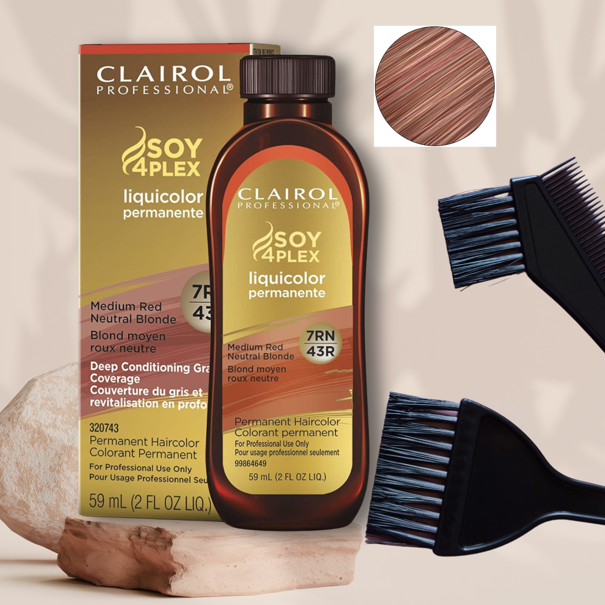 6-Pack Clairol Professional Permanent Liquicolor, 7RN/43R Medium Red Neutral Blonde, 2 Ounce