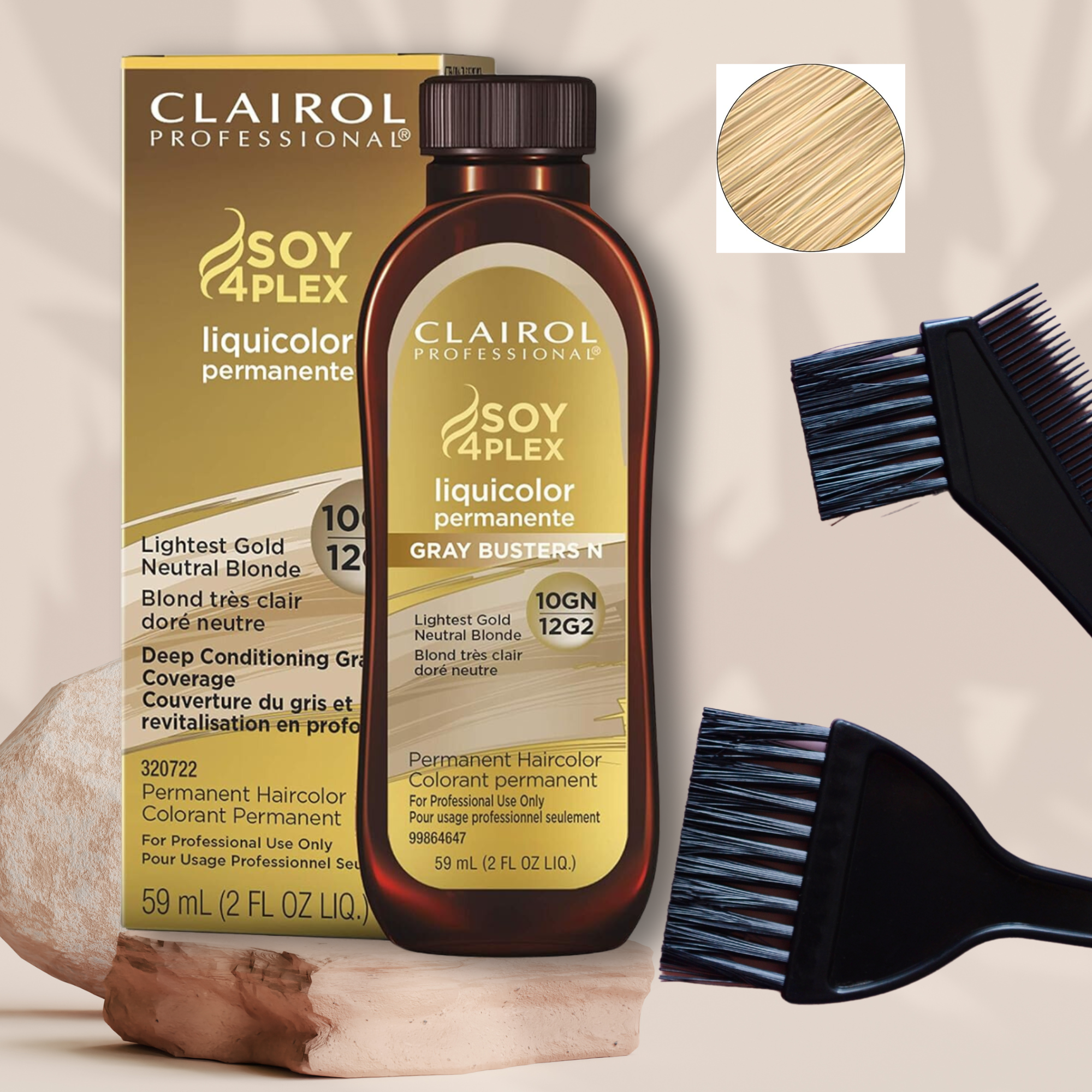 6pcs Clairol Professional Permanent Liquicolor, 10Gn/12G2 Lightest Golden Blonde, 2 Ounce