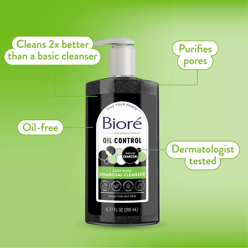 Biore Deep Pore Charcoal Cleanser, 6.77 Oz