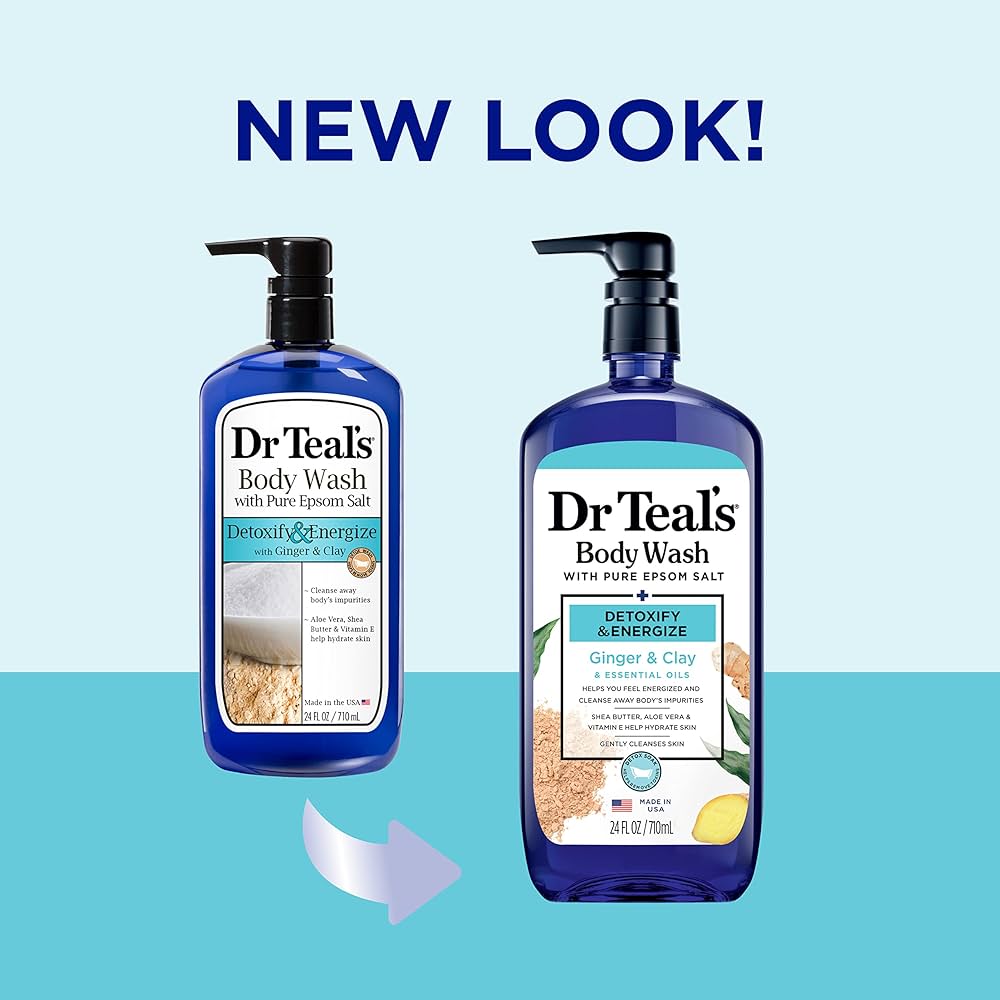 Dr Teal's Ultra Moisturizing Detoxify & Energize With Ginger & Clay Body Wash, 24 Fl Oz