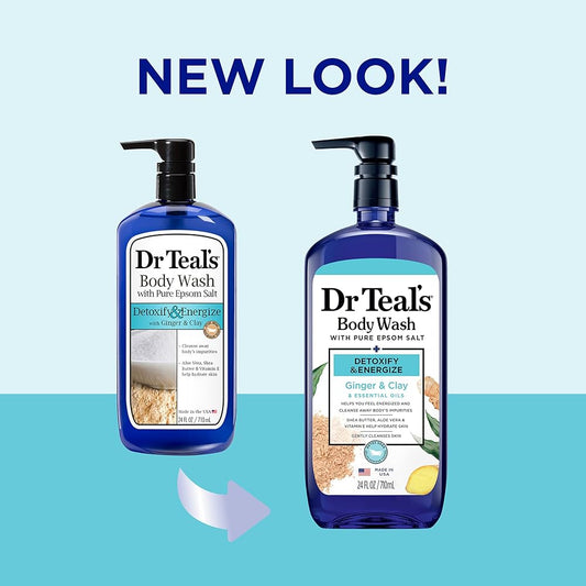 Dr Teal's Ultra Moisturizing Detoxify & Energize With Ginger & Clay Body Wash, 24 Fl Oz