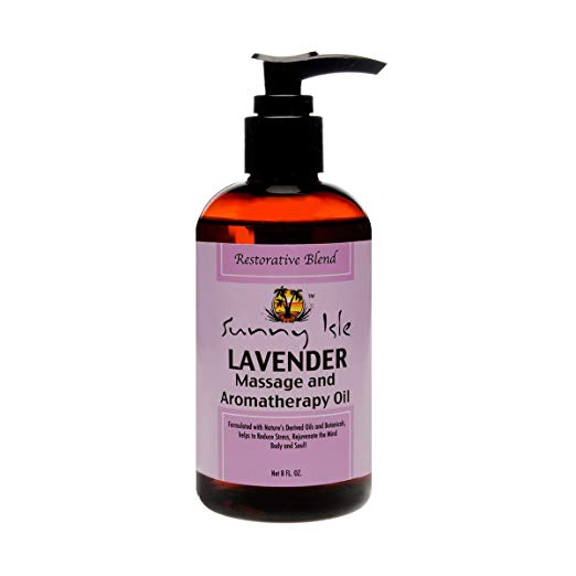 Sunny Isle Lavender Massage And Aromatherapy Oil, Brown, 8 Fluid Ounce