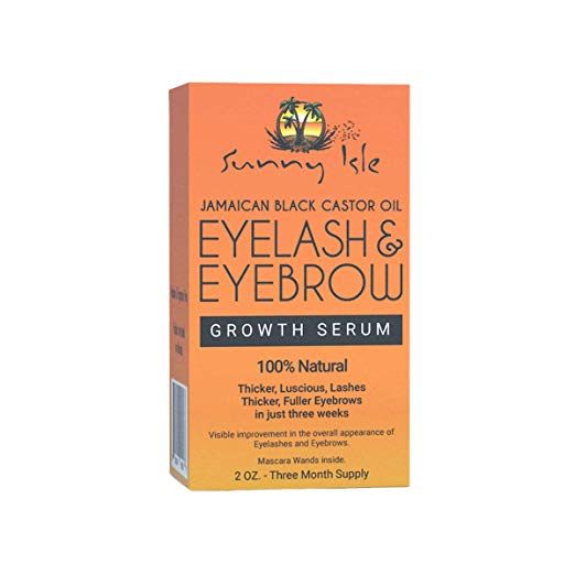 Sunny Isle Jamaican Black Castor Oil Eyelash & Eyebrow Growth Serum, Orange, 2 Ounce