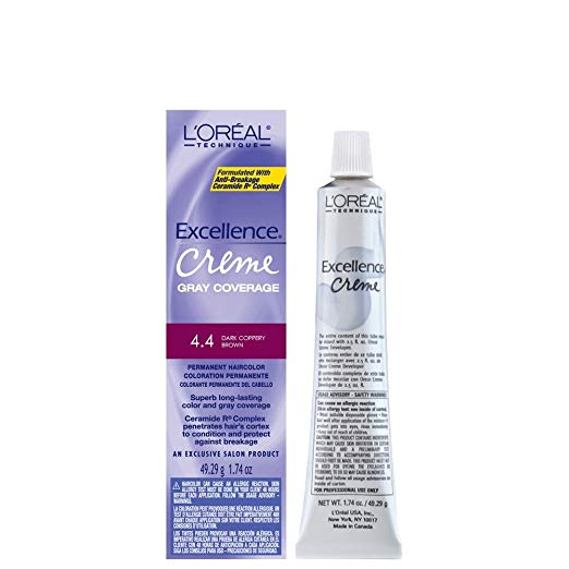Loreal Excellence Creme Permanent Hair Color 4.4 Dark Coppery Brown 1.74 Oz