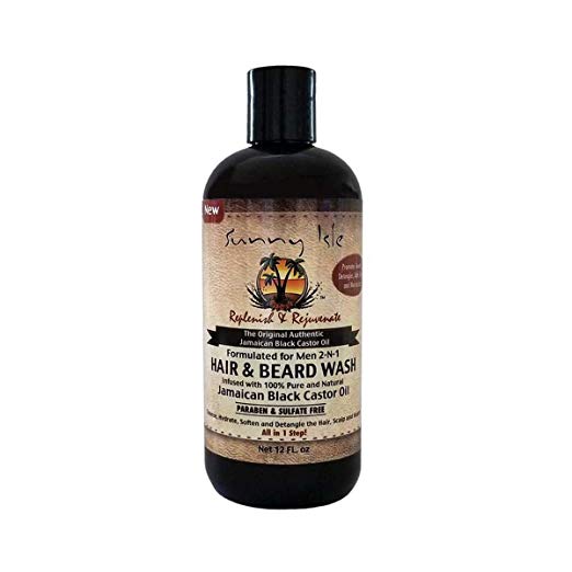 Sunny Isle Jamaican Black Castor Oil 2 In 1 Hair & Beard Wash For Men, Black, 12 Fluid Ounce