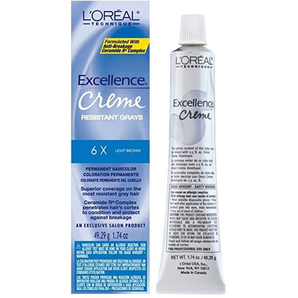 Loreal Excellence Creme Permanent Hair Color 6X Light Brown 1.74 Oz