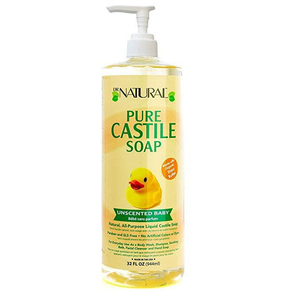 Dr. Natural Unscented Baby Castile Soap, 32 Ounce