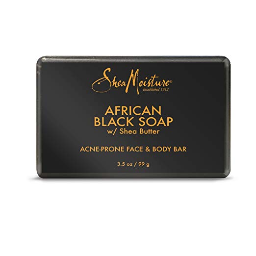 SheaMoisture African Black Soap Face and Body Bar for Oily, Blemish-Prone Skin, 3.5 oz