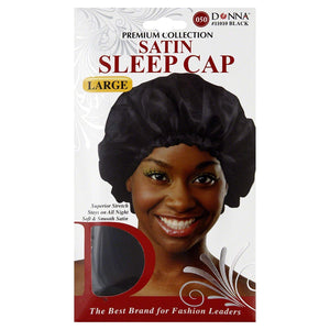 Donna Collection Satin Sleep Cap, Black 1 Ea
