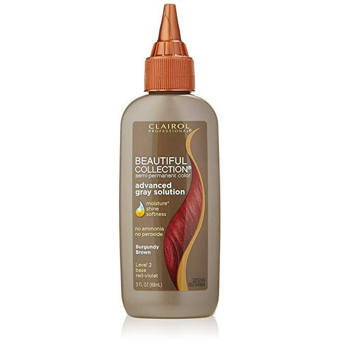Clairol Beautiful Collection Advanced Gray Solution Hair Color, 3 Fl Oz - 2Rv Burgundy Brown