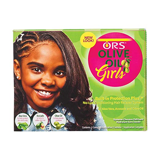 ORS Olive Oil Girls Hair Relaxer System, No-Lye Conditioning, Built-In Protection Plus, Formulated for Girls