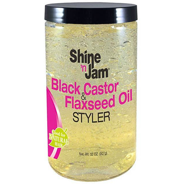 Ampro Shine n Jam Black Castor & Flaxseed Oil Styler 32oz