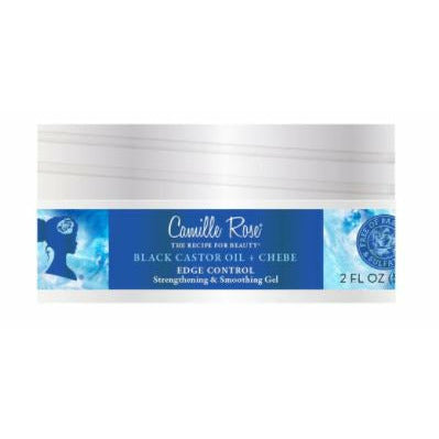 Camille Rose Black Castor Oil & Chebe Edge Control Gel, Strengthening & Smoothing for Shine and Hold, 2 oz