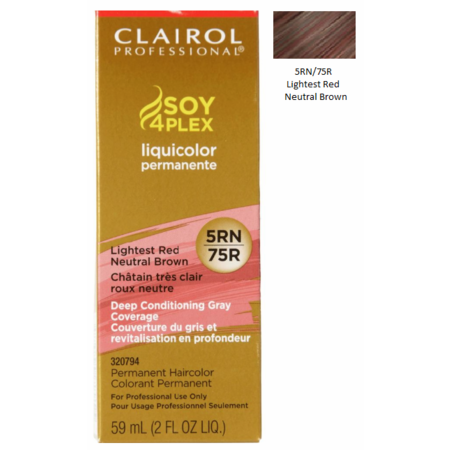 6-Pack Clairol Professional Liquid Color 5RN/75R Lightest Red Neutral Brown - 2 Oz