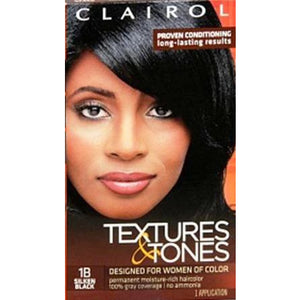 Clairol Professional Textures And Tones Permanent Hair Color, 1B Silken Black