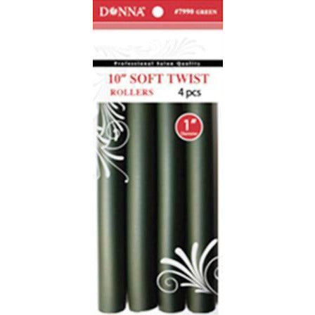 Donna Collection 10 Soft Twist Rollers, Black