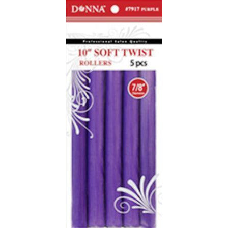 Donna Collection 10 Soft Twist Rollers, Purple