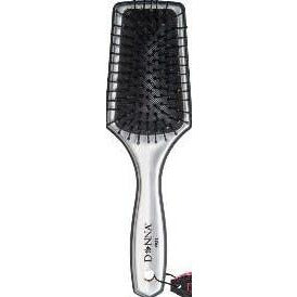 Donna Collection Small Metallic Silver Paddle Hair Brush, Brown