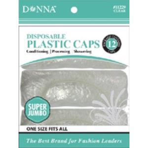 Donna Disposable Plastic Caps Small/Jumbo 12 Piece