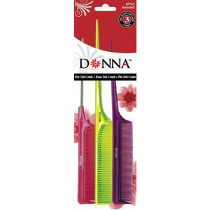 Donna Tail Combs 3 Pack Assorted