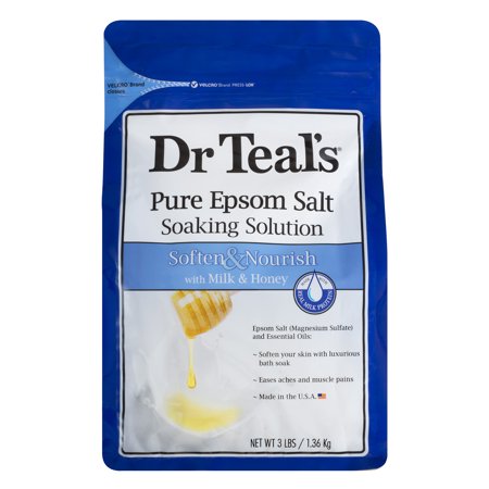 Dr Teal's Pure Epsom Salt Soaking Solution, Soften & Nourish With Milk & Honey, 3 Lb